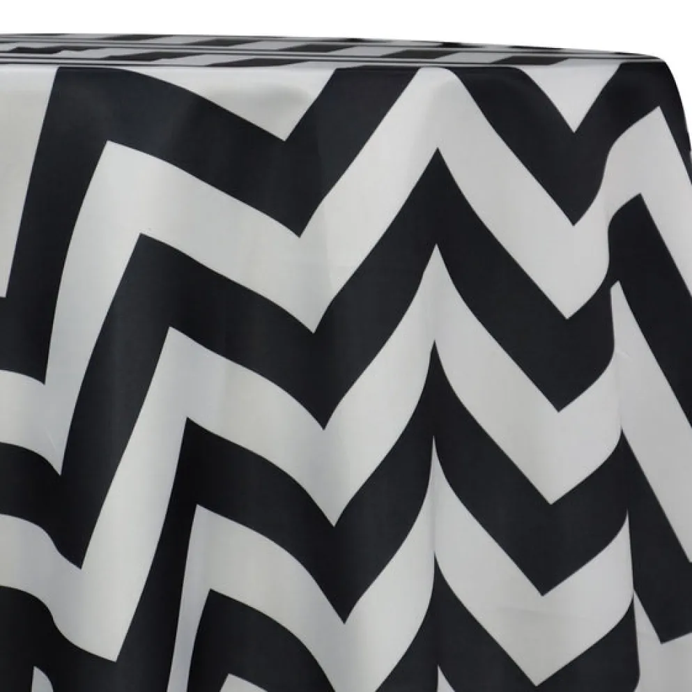 Chevron Print (Lamour) Table Linen in Black and White