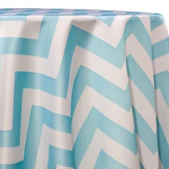 Chevron Print (Lamour) Table Linen in Turquoise and White