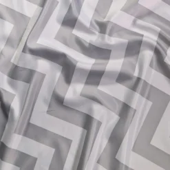 Chevron Print (Lamour) Table Linen in Silver and White