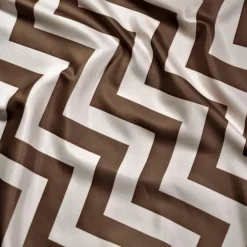 Chevron Print (Lamour) Table Linen in Brown and White