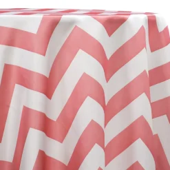 Chevron Print (Lamour) Table Linen in Coral and White