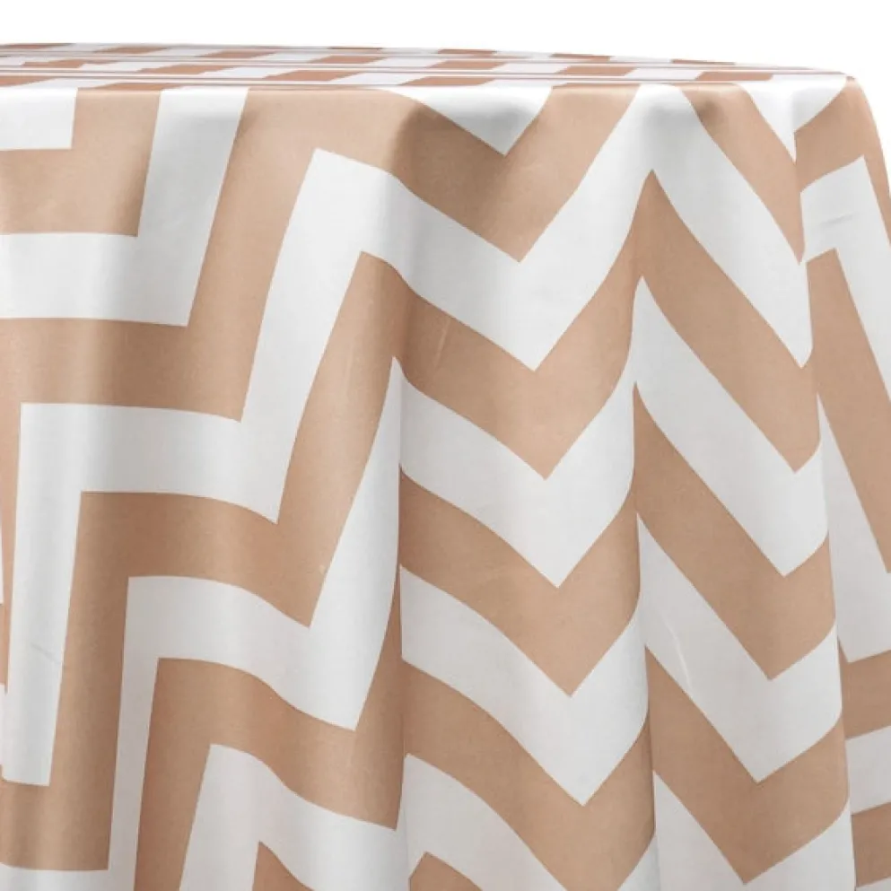 Chevron Print (Lamour) Table Linen in Khaki and White
