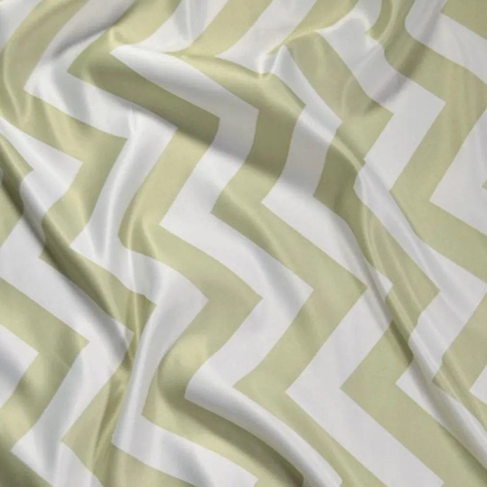 Chevron Print (Lamour) Table Linen in Sage and White