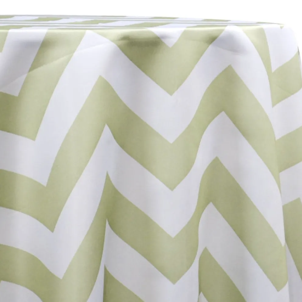Chevron Print (Lamour) Table Linen in Sage and White