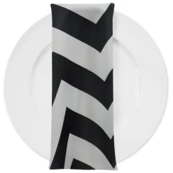 Chevron Print (Lamour) Table Napkin in Black and White