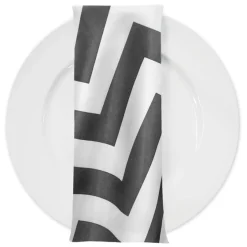 Chevron Print (Lamour) Table Napkin in Charcoal and White