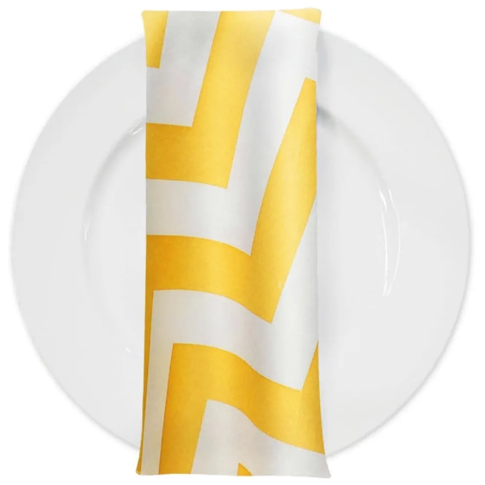 Chevron Print (Lamour) Table Napkin in Yellow and White