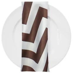Chevron Print (Lamour) Table Napkin in Brown and White
