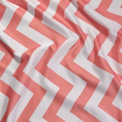 Chevron Print (Lamour) Table Runner in Coral and White