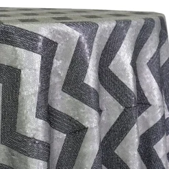 Chevron Sequins Table Linen in Black and Silver