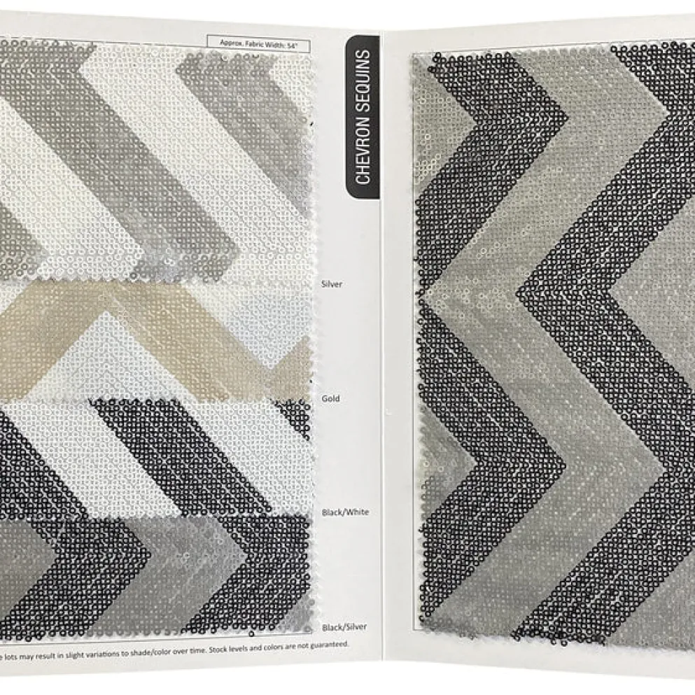 Chevron Sequins Table Linen in Black and Silver