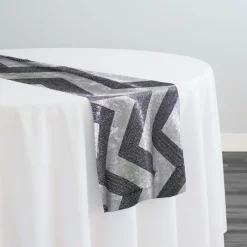 Chevron Sequins Table Runner in Black