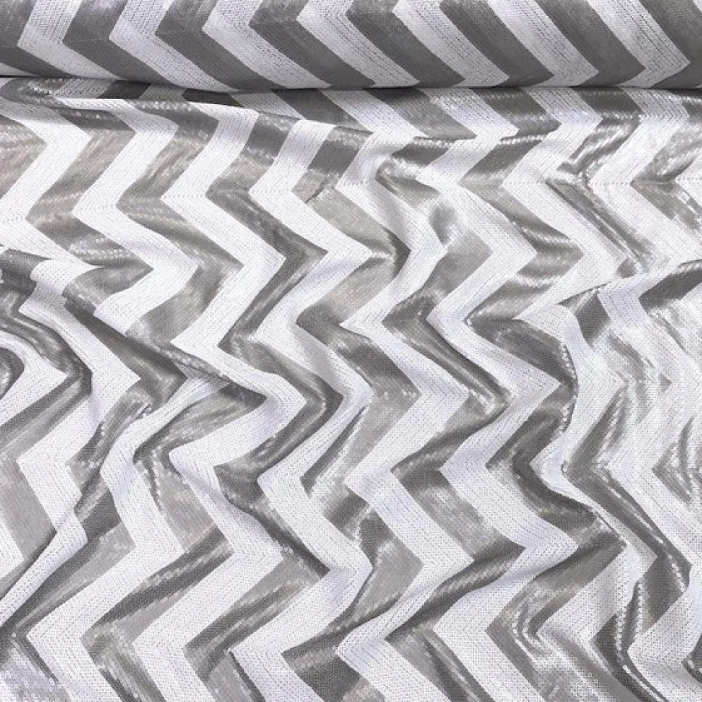 Chevron Sequins Table Runner in Silver