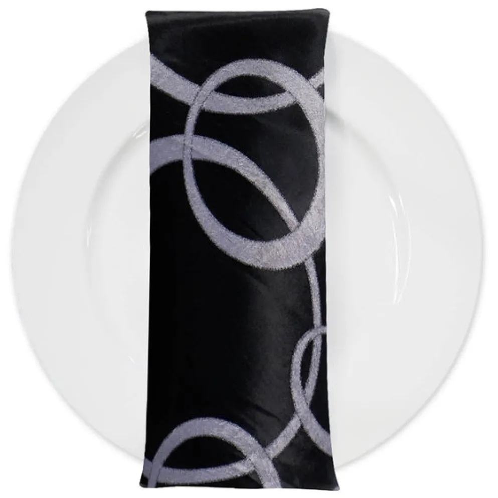 Cirque Jacquard (Reversible) Table Napkin in Black