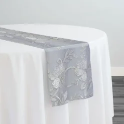 Claire Lace Table Runner in White and White