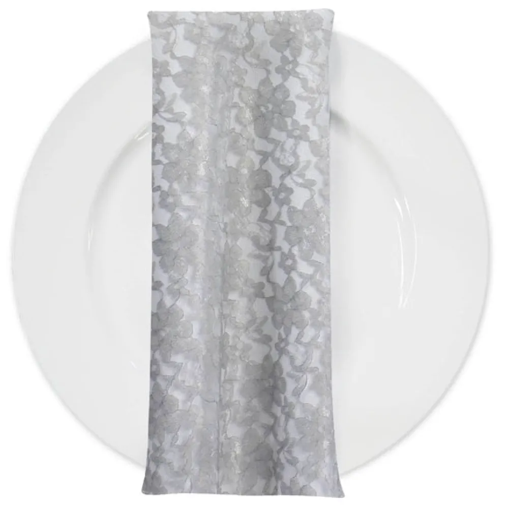 Classic Lace (w/ Poly Lining) Table Napkin in Charcoal 1606