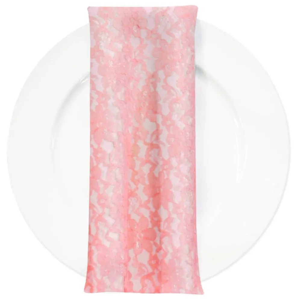 Classic Lace (w/ Poly Lining) Table Napkin in Coral 1203