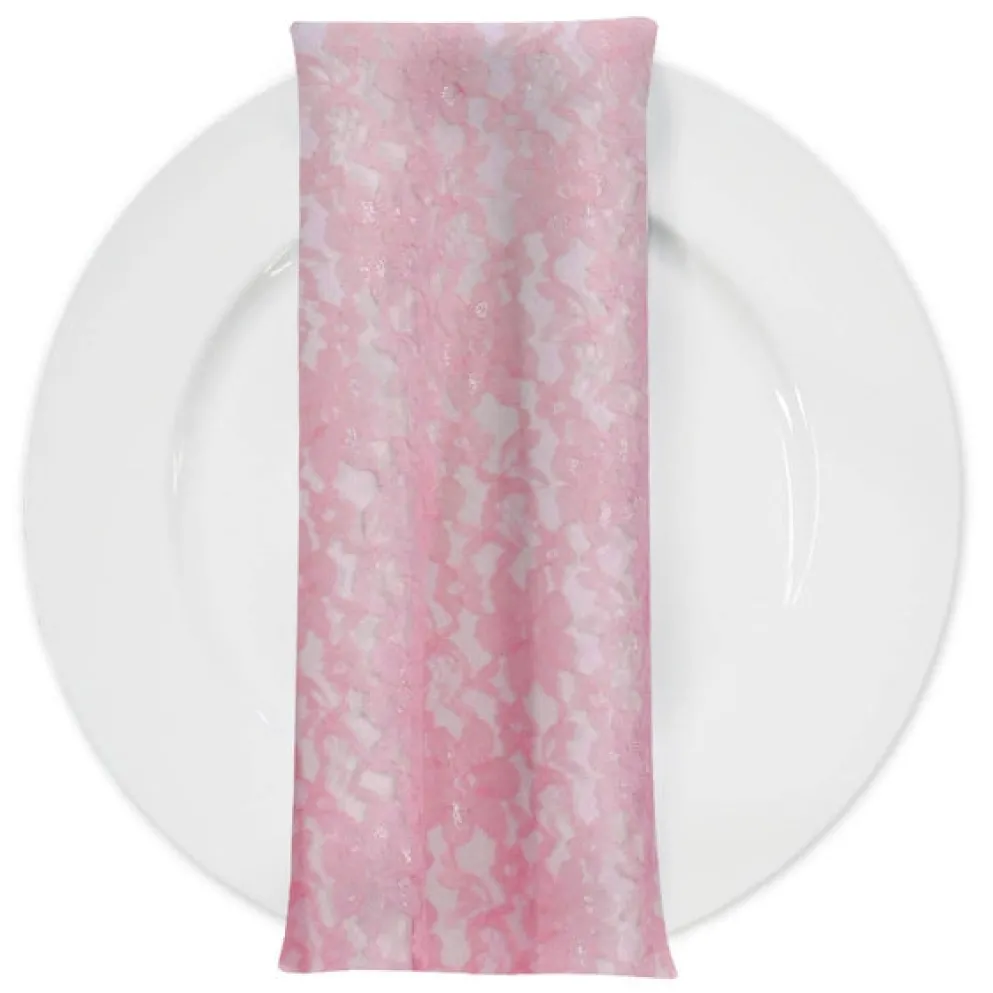 Classic Lace (w/ Poly Lining) Table Napkin in Pink 1156