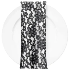 Classic Lace (w/ Poly Lining) Table Napkin in Black