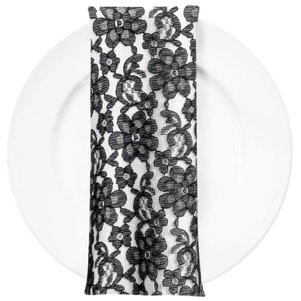 Classic Lace (w/ Poly Lining) Table Napkin in Black