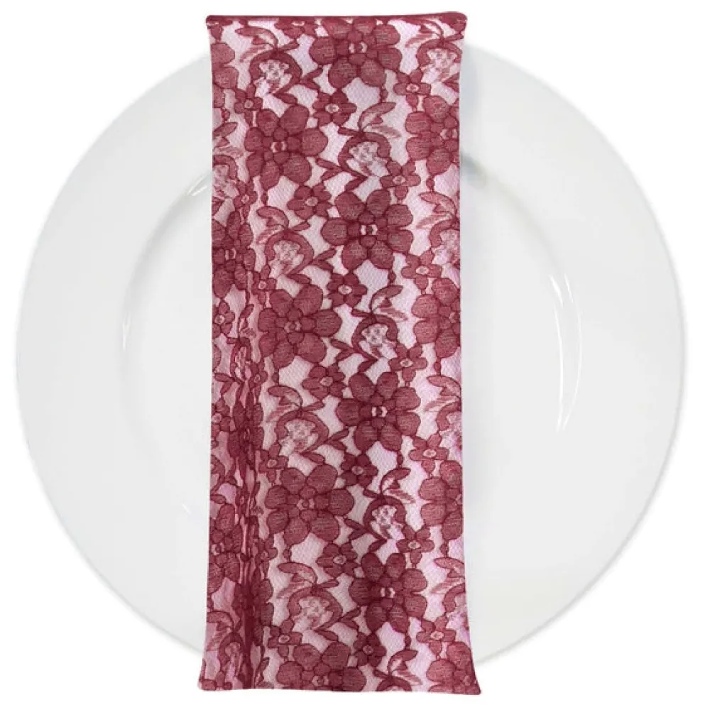 Classic Lace (w/ Poly Lining) Table Napkin in Burgundy 1539