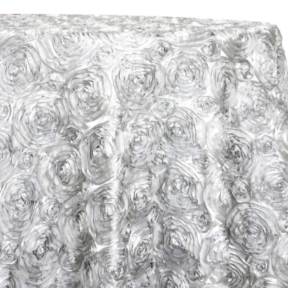 Closeout - Rose Satin (3D) - 132" Round Tablecloth