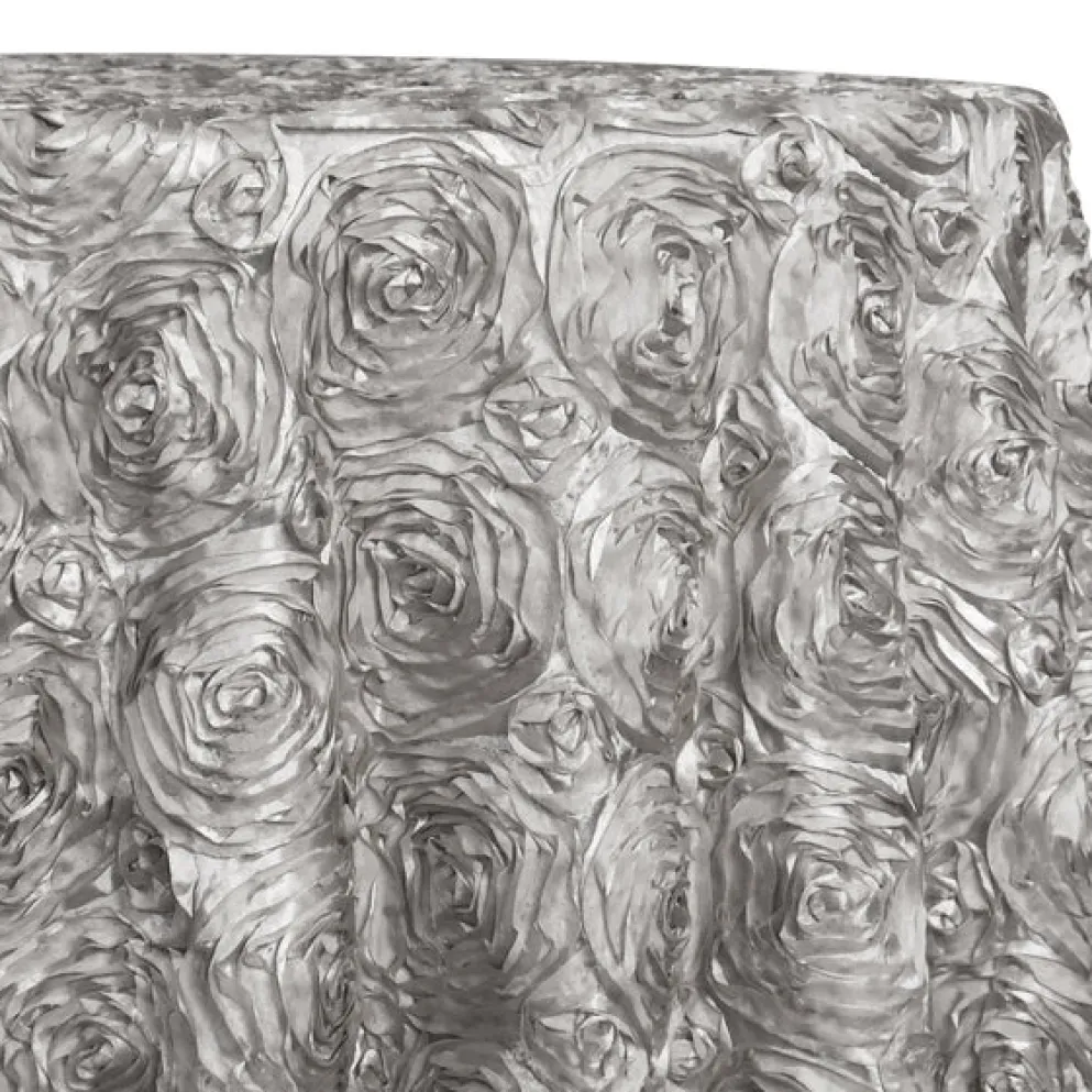 Closeout - Rose Satin (3D) - 132" Round Tablecloth