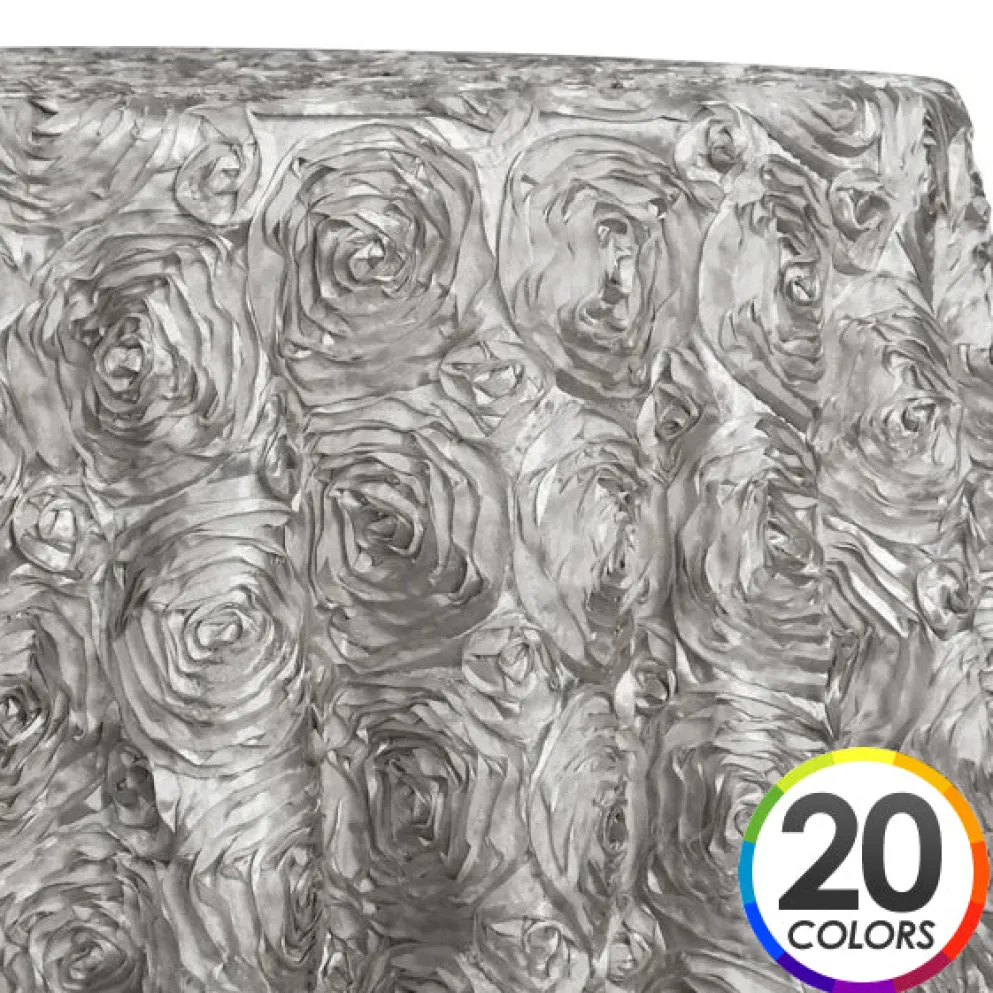 Closeout - Rose Satin (3D) - 132" Round Tablecloth