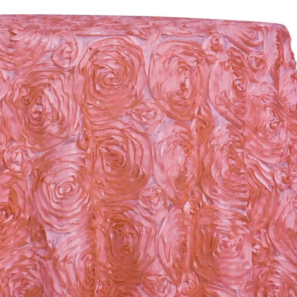 Closeout - Rose Satin (3D) - 132" Round Tablecloth