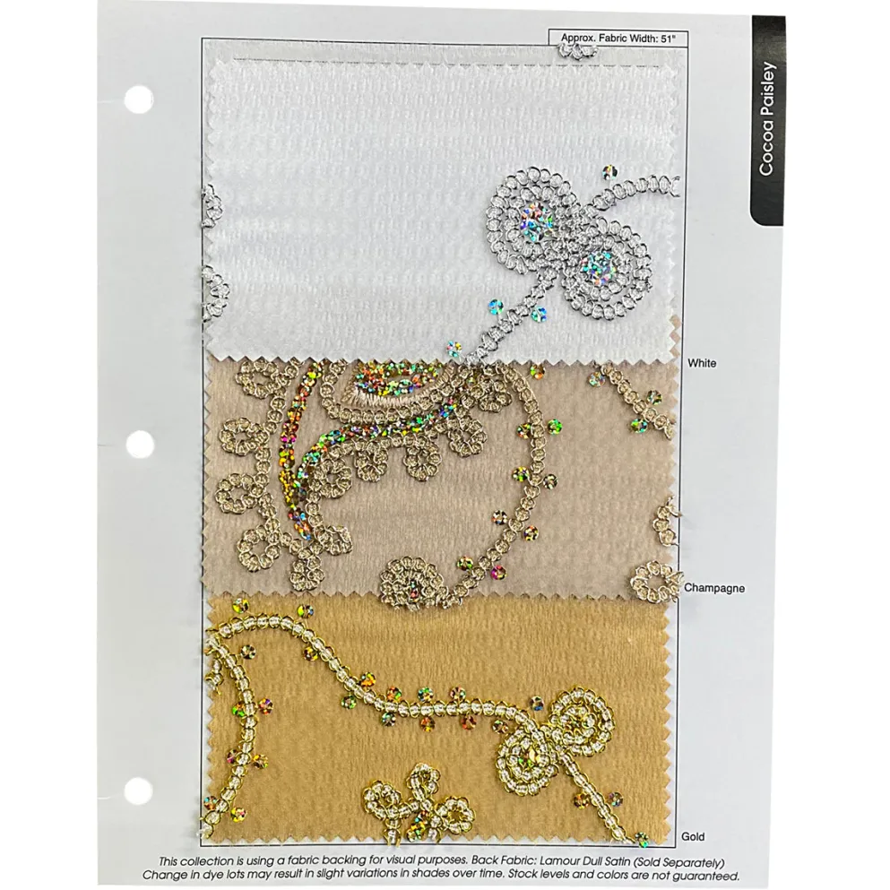 Cocoa Paisley Embroidery Table Linen in Gold