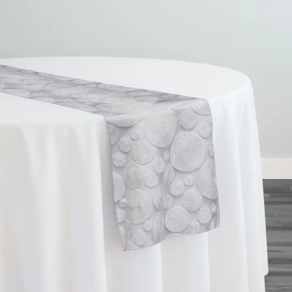 Coin Table Runner in White