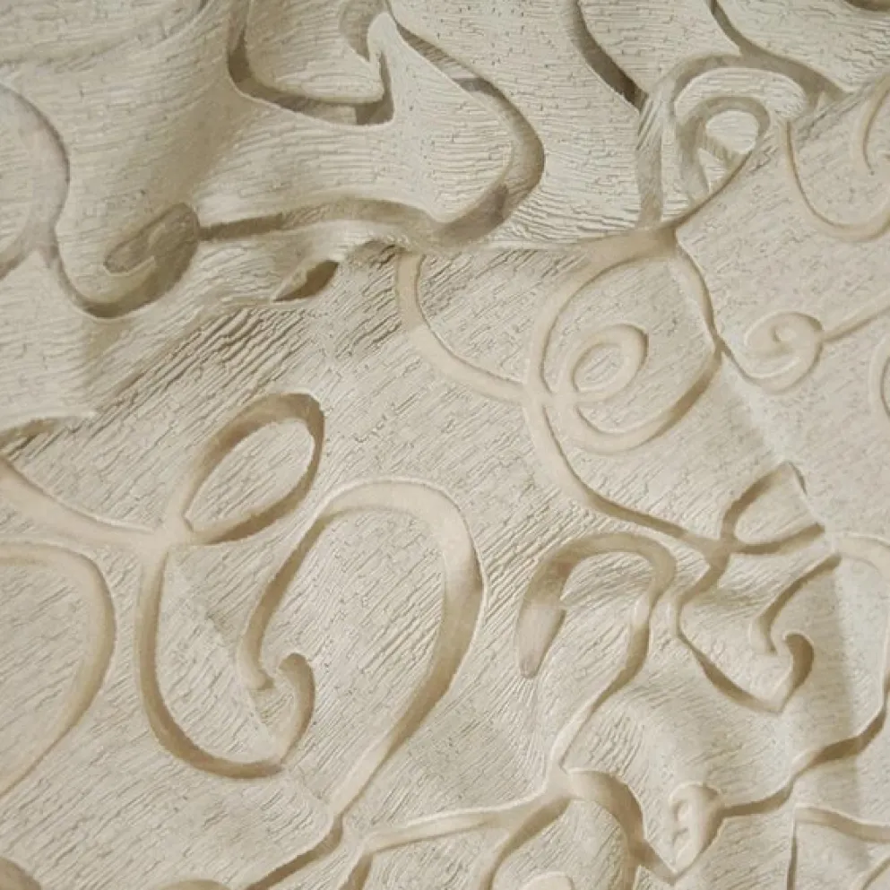 Contempo Scroll Sheer Table Linen in Champagne