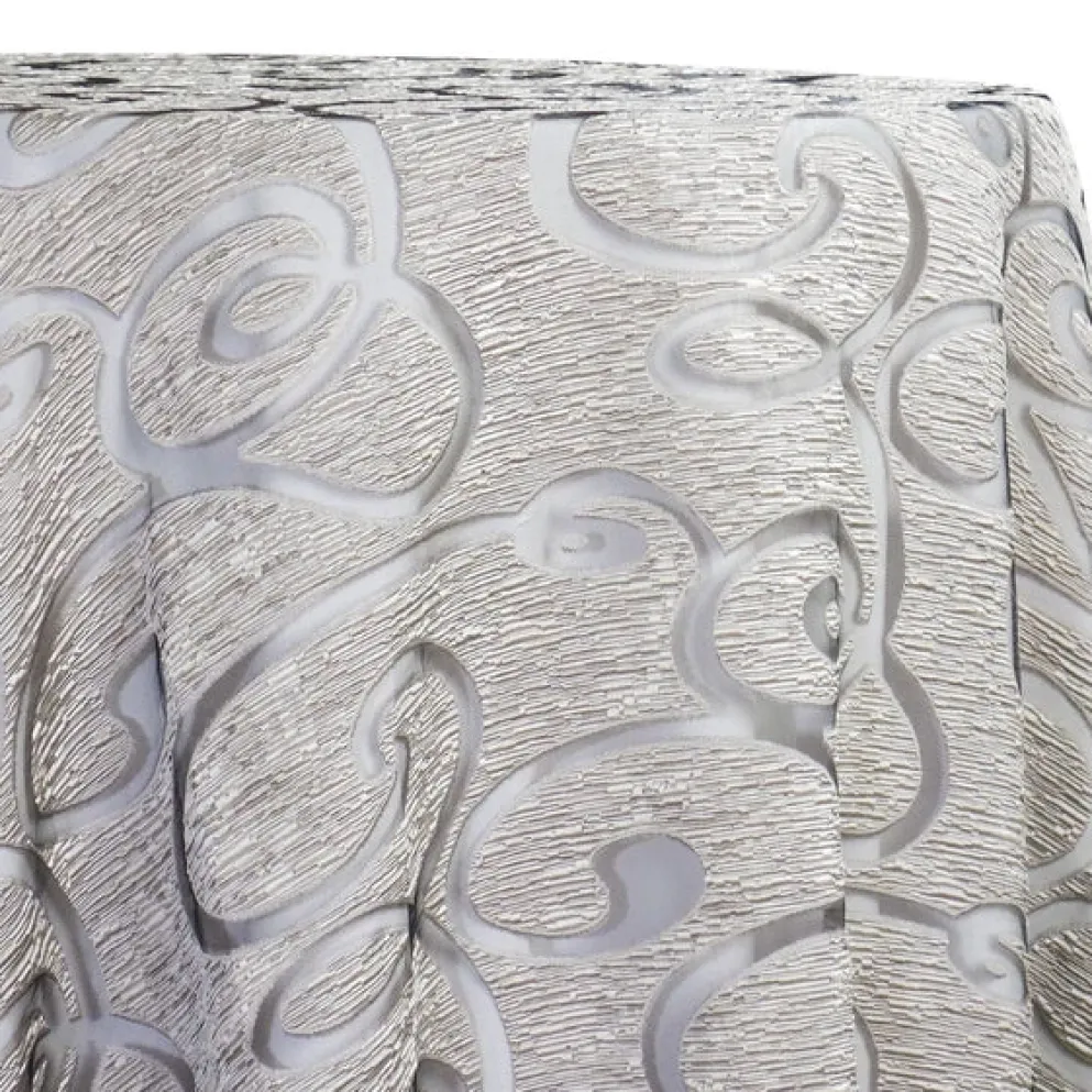 Contempo Scroll Sheer Table Linen in Silver