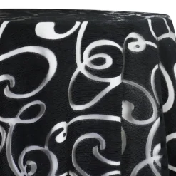 Contempo Scroll Sheer Table Linen in Black