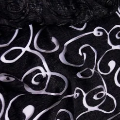 Contempo Scroll Sheer Table Linen in Black