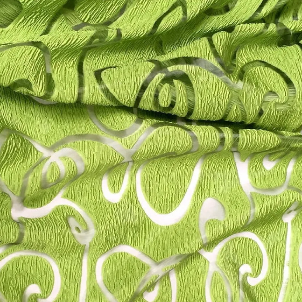 Contempo Scroll Sheer Table Linen in Green