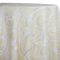 Contempo Scroll Sheer Table Linen in Ivory