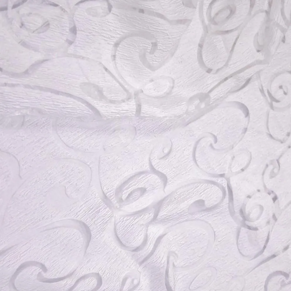 Contempo Scroll Sheer Table Linen in White