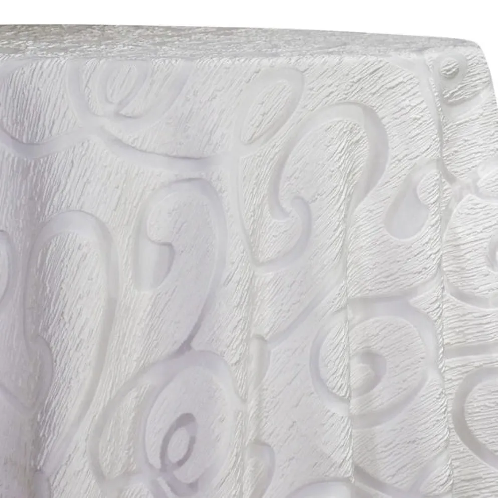Contempo Scroll Sheer Table Linen in White