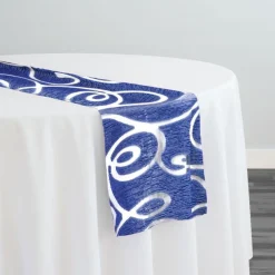 Contempo Scroll Sheer Table Runner in Royal
