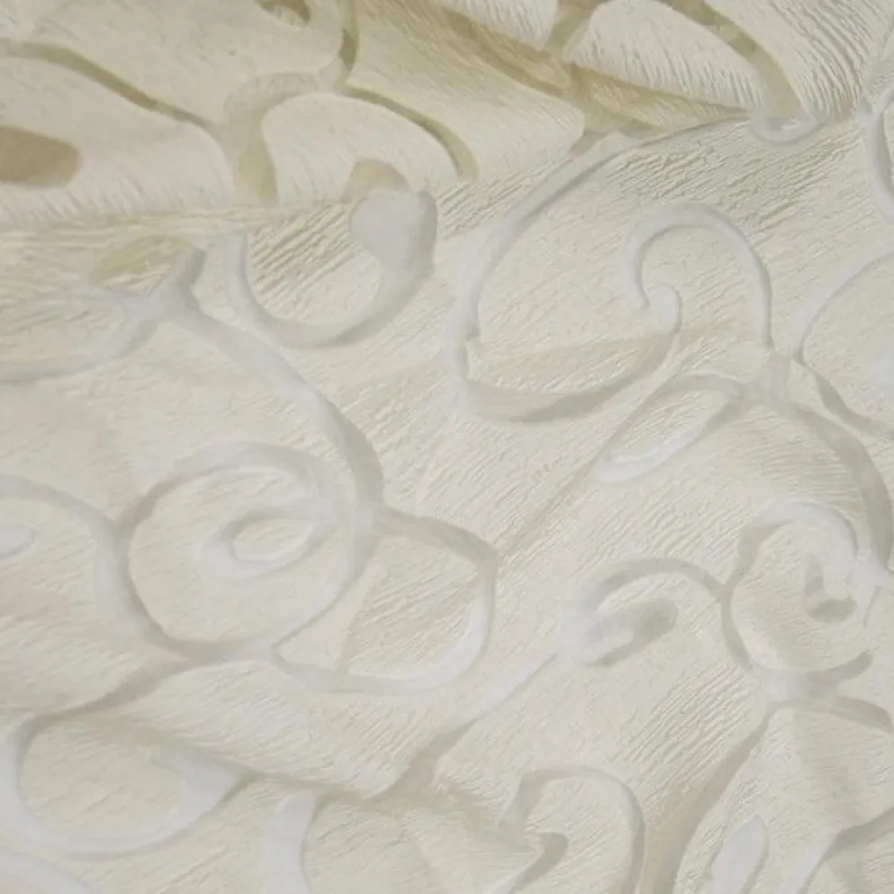 Contempo Scroll Sheer Table Runner in Ivory