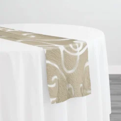 Contempo Scroll Sheer Table Runner in Champagne