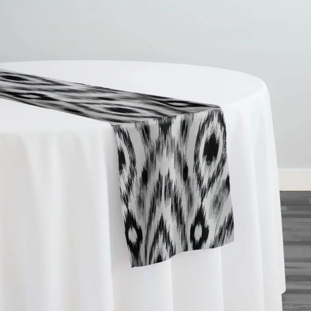 Cosmo Print (Dupioni) Table Runner in Black