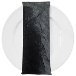Crush Satin (Bichon) Table Napkin in Black