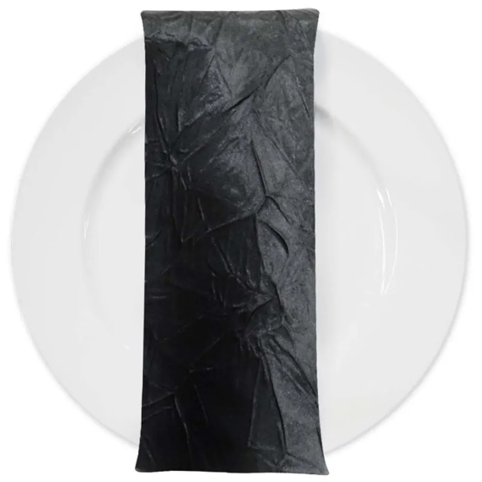 Crush Satin (Bichon) Table Napkin in Black