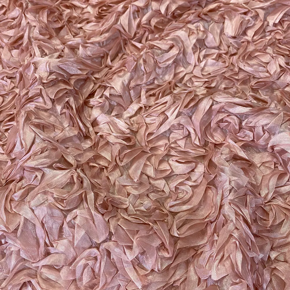 Curly Satin Table Linen In Blush
