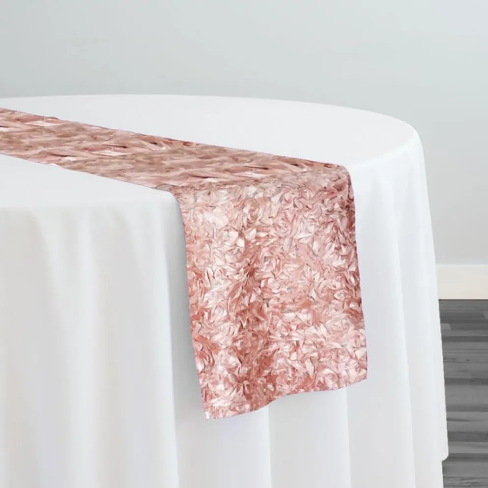 Curly Satin Table Runner in Dusty Rose