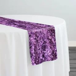 Curly Satin Table Runner in Plum