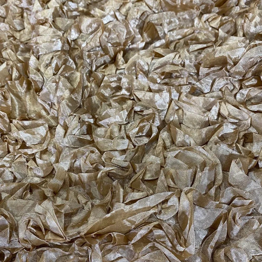 Curly Satin (w/ Poly Lining) Table Napkin in Champagne