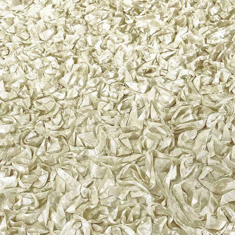 Curly Satin (w/ Poly Lining) Table Napkin in Ivory